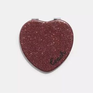 Coach Glitter Heart Compact Mirror Gold/Wine Multi Sold Out Online
